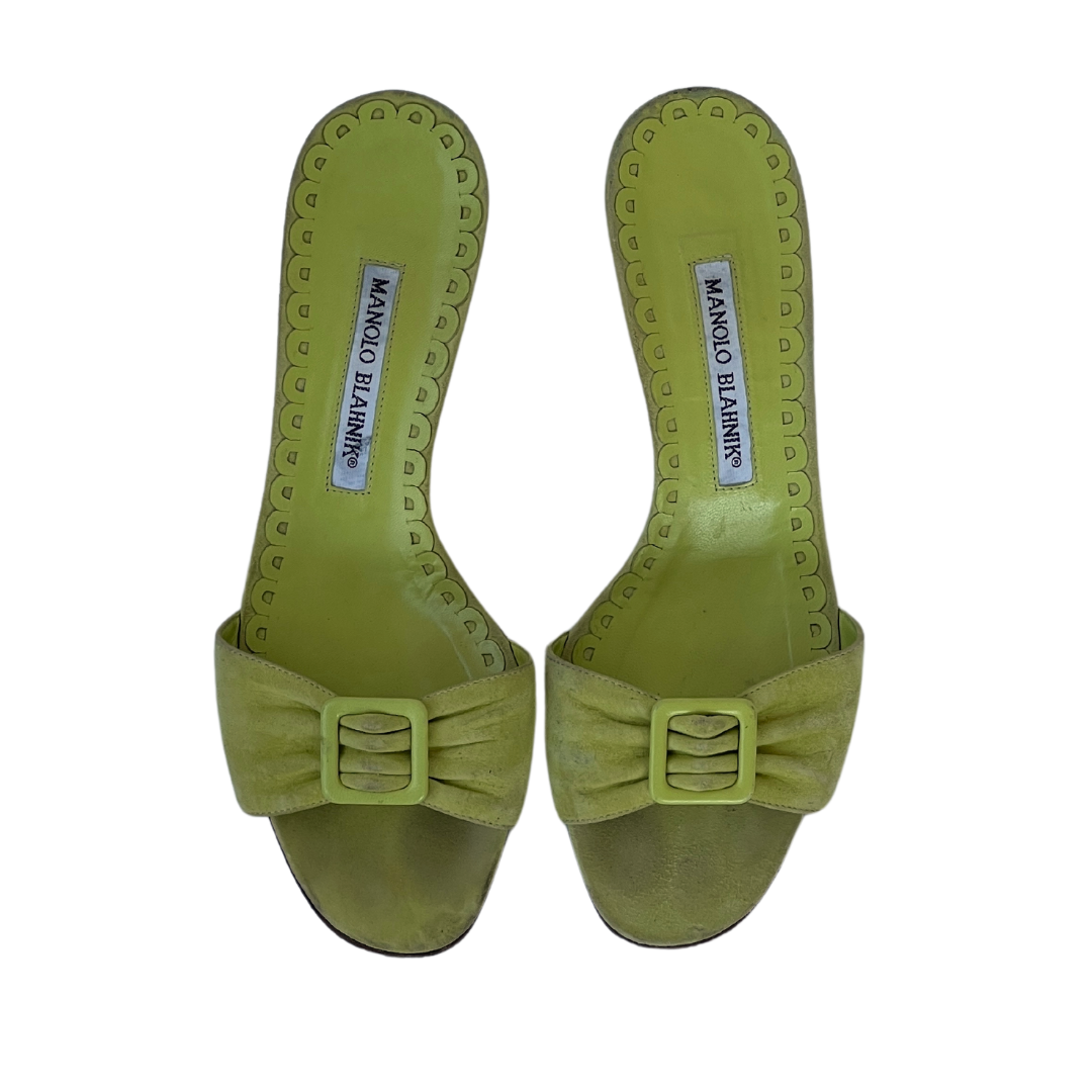 Green Manolo Blahnik Bow Mules (37)