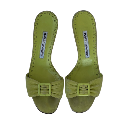 Green Manolo Blahnik Bow Mules (37)