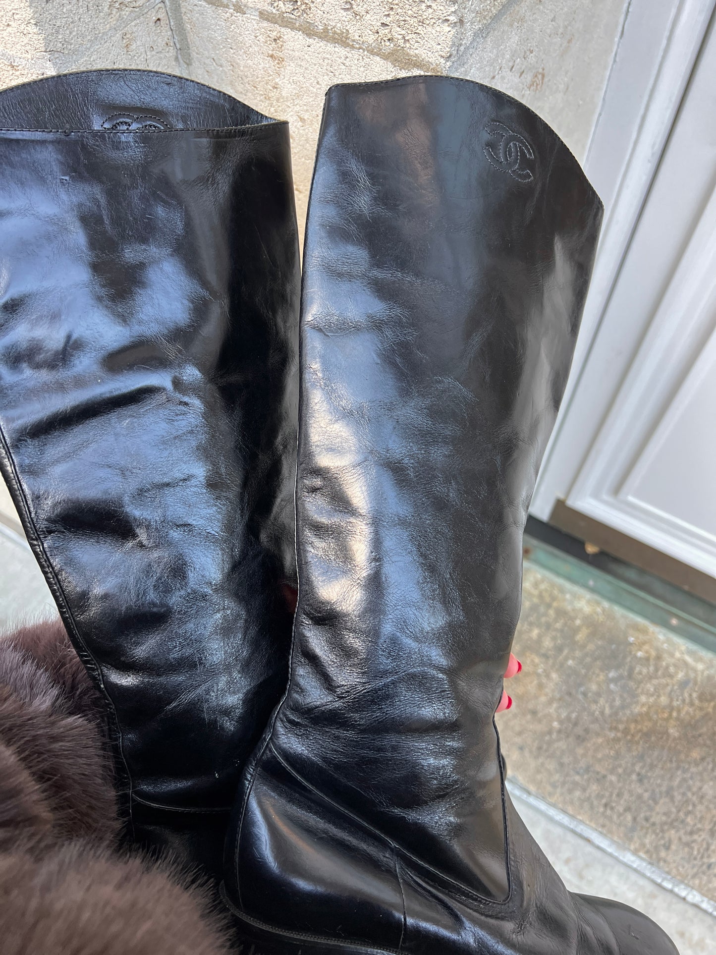 90's Chanel Logo Boots (41.5)