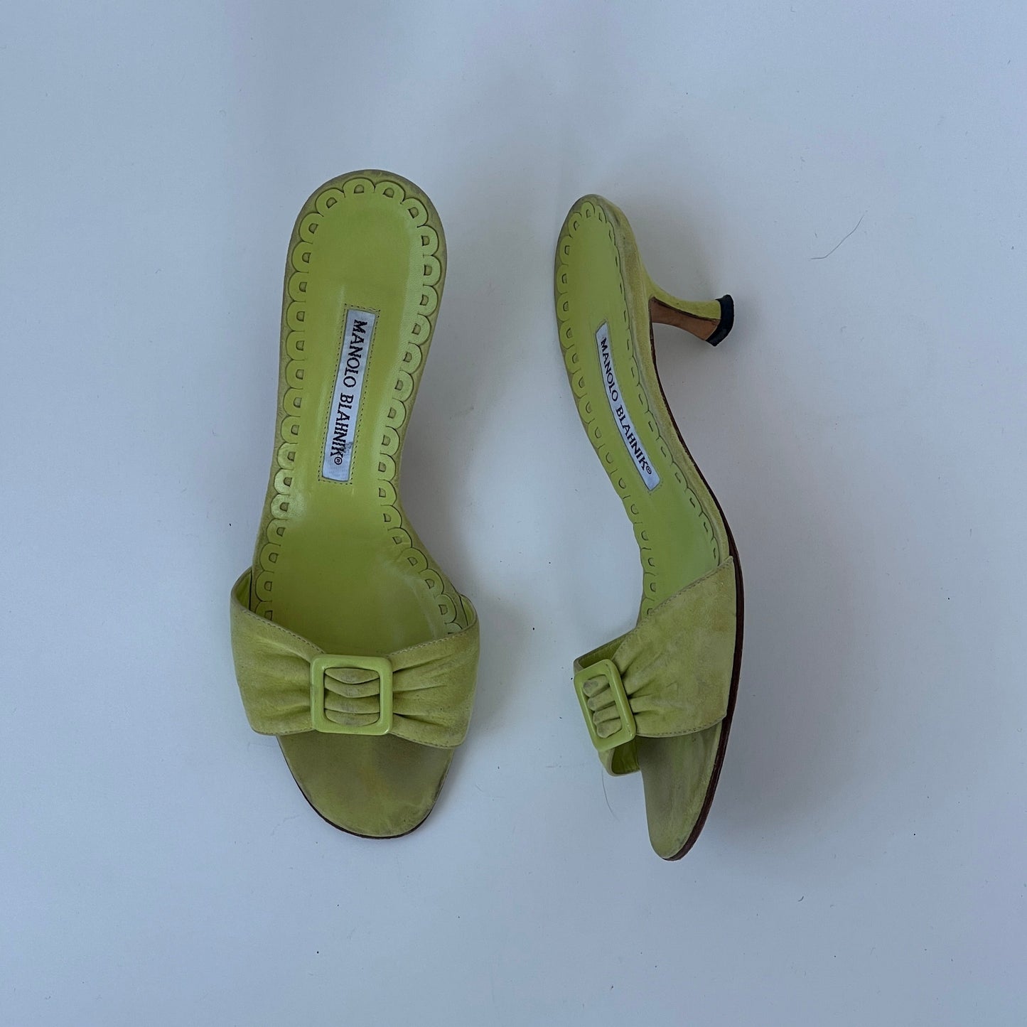 Green Manolo Blahnik Bow Mules (37)